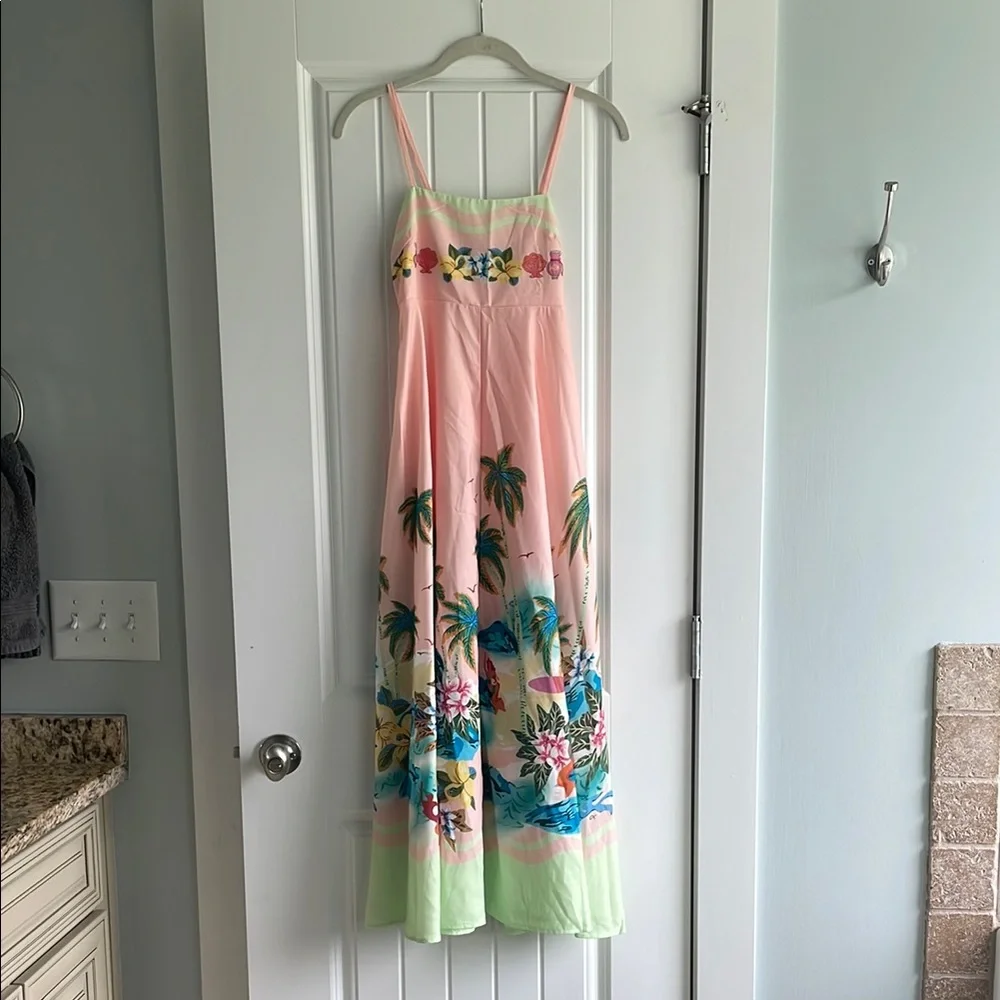 Women's Pink Tropical Maxi Dress - Picture 1 of 7